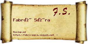 Fabró Sára névjegykártya